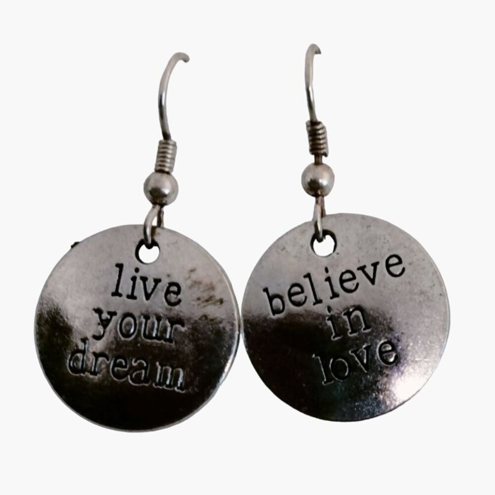 Live your Dream Earring Believe in Love Inspiration Romance Motivation Valentine